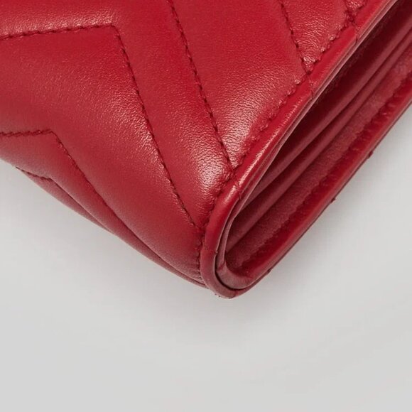 Gucci Red Quilted Leather GG Marmont 2.0 Chain Wallet Clutch Bag - Picture 4 of 12